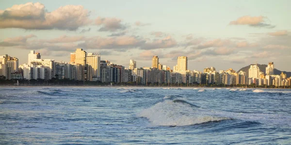 Brezilya Nın Sao Paulo Eyaletinin Sahilindeki Santos Şehir Plajı — Stok fotoğraf