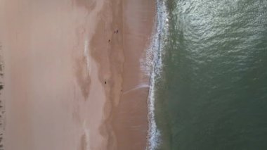 Yazın Falesia, Algarve, Portekiz 'de deniz ve kumlu plaj manzarası.