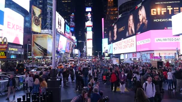 Ein Voller Times Square Mit Touristen New York City Usa — Stockvideo