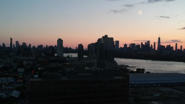 Guardando Verso Lower Manhattan Brooklyn Dopo Tramonto — Video Stock