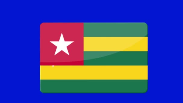 Icono Bandera Togo Con Pantalla Azul — Vídeos de Stock