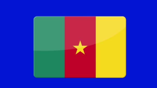 Цифрові Кадри Прапора Камеруну Являються Синьому Екрані — стокове відео
