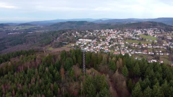 Odenwald Ormanı Ndaki Wilhelmsfeld Yakınlarında Teltschikturm Insansız Hava Aracı Görüntüsü — Stok video