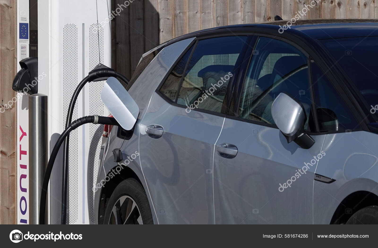 Close Electric Car Being Charged Ionity Charging Point