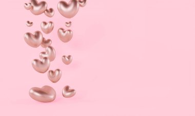 Arka planın sol köşesinde gerçekçi bir 3 boyutlu aşk balonu..