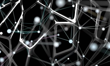 Bir nöral ağ 3 boyutlu illüstrasyon. Büyük veriler ve siber güvenlik