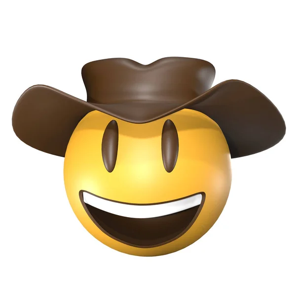 Illusztráció Egy Sárga Cowboy Emoji Fehér Alapon — Stock Fotó