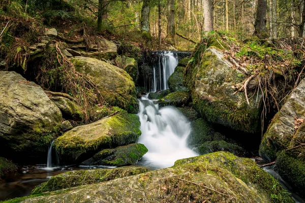 Vue Cascade Nagelstein Dans Forêt Bavaroise Entre Obermuhlbach Sankt Englmar — Photo