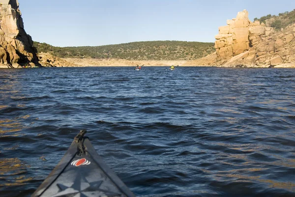 Kayaking Trip Tagus River Central Spain Sunlight — Stock Photo, Image