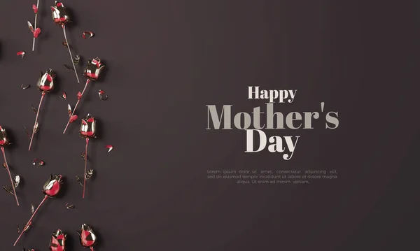 Dia Das Mães Renderização Com Ouro Rosa Elegante — Fotografia de Stock