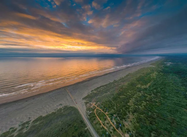 Вид Повітря Прекрасний Захід Сонця Над Пляжем — стокове фото