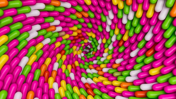 An abstract 3D render of colorful candy sprinkle