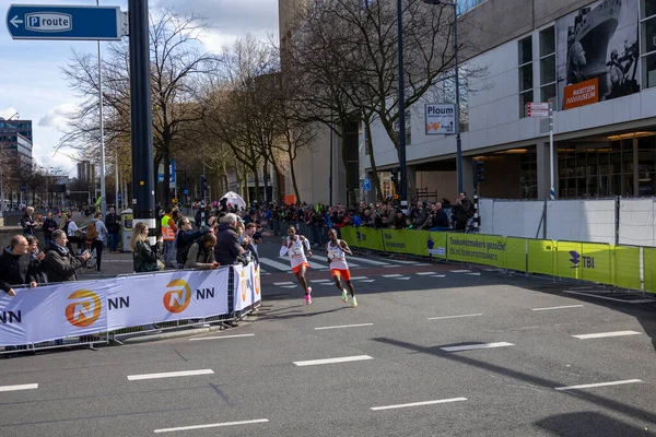 Marathon Rotterdam 2022 Abdi Nageeye Leul Gebreselassie Final Corner — Stock Photo, Image