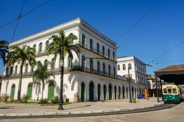 Ancient Trolleybus Streets Historic Center Santos Brazil — Stock Photo, Image