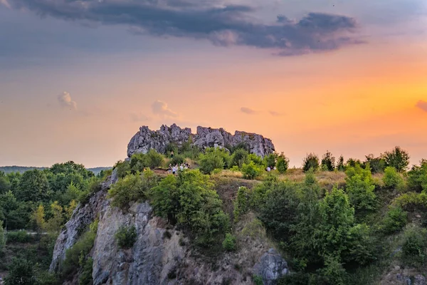 A scenic view of the Geologists Rock formations in Kielce, Poland