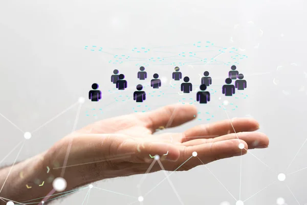 Rendering Group Floating People Icons Businessman Hand — Stock Photo, Image