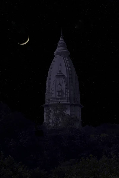 Вертикальний Знімок Храму Каші Вішванат Під Місячним Світлом Варанасі Індія — стокове фото