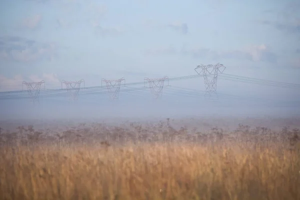 Powerline Runs Betw South Africa Mozambique — Stock Photo, Image