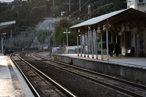 Järnvägsstationen Cruz Quebrada Lissabon Portugal Dagsljus — Stockfoto