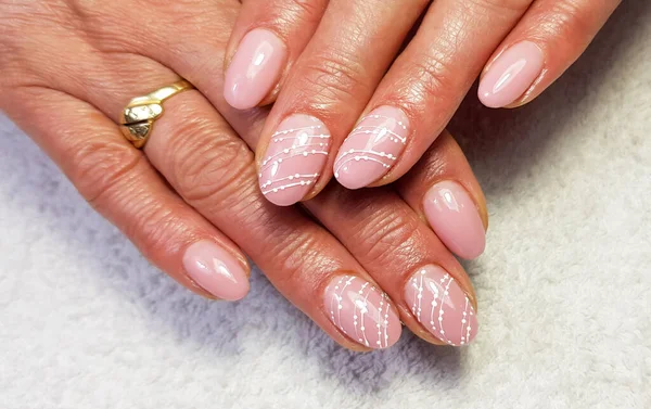 Gel Getrokken Nagels Professionele Manicure — Stockfoto