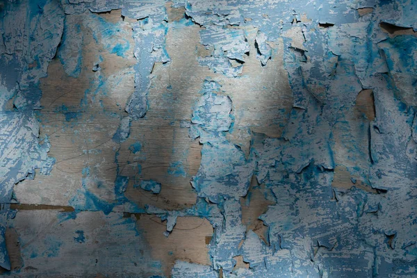 Plan Rapproché Une Vieille Texture Murale Bois Altérée Par Bleu — Photo