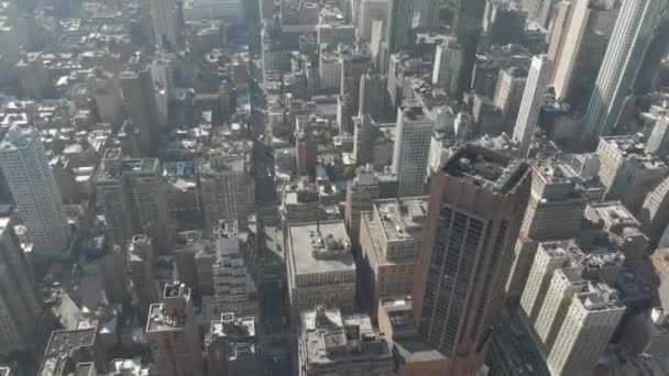 Вид Воздуха Небоскребы Нью Йорка Солнечный День — стоковое видео