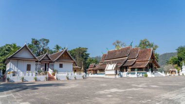 Luang Prabang, Laos 'taki Wat Sensoukharam Budist tapınağının manzarası.