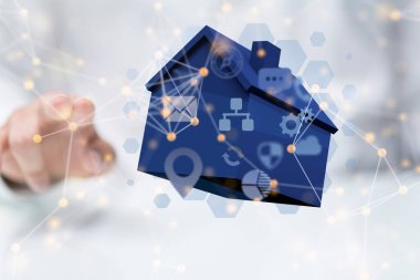 Ev arkası verileri, dijital siber uzay kavramından elde tıklanan 3D bir ev çizimi