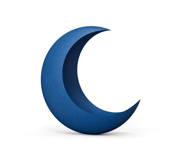 Representación Una Media Luna Azul Sobre Fondo Blanco Aislado —  Fotos de Stock