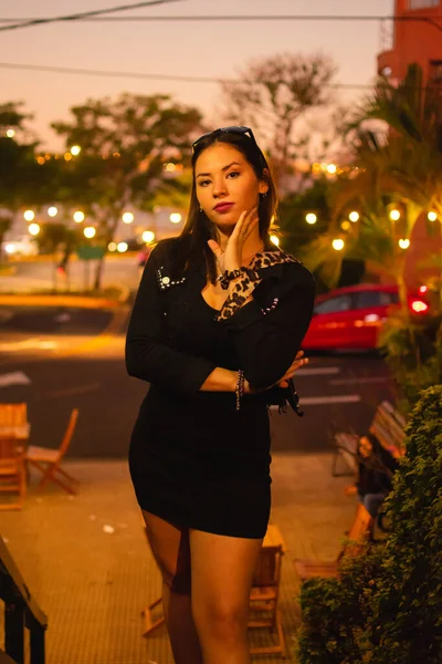 Una Hermosa Mujer Elegante Posando Para Una Foto Parque —  Fotos de Stock