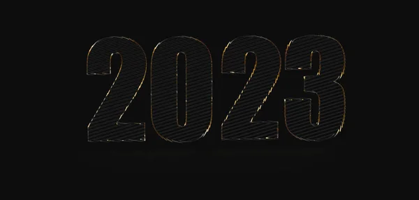 Ένα Κοντινό Πλάνο Του Έτους 2023 Απομονωμένο Σκοτεινό Φόντο — Φωτογραφία Αρχείου