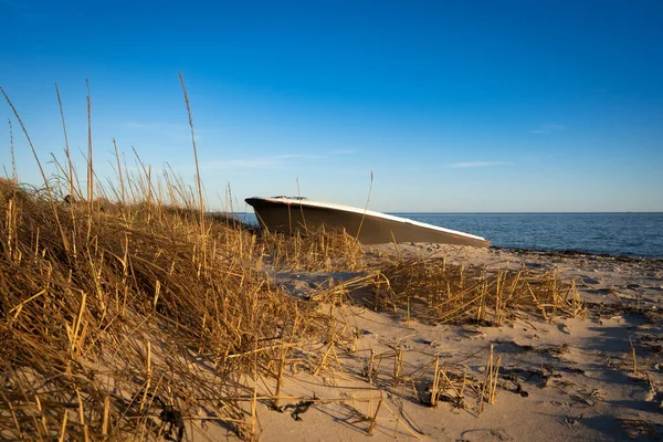 Großaufnahme Eines Bootes Strand Von Trelleborg Schweden — Stockfoto