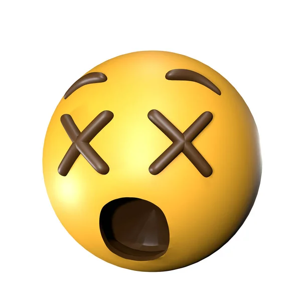 Illustration Yellow Emoji Dizzy Face White Background — Stock Photo, Image