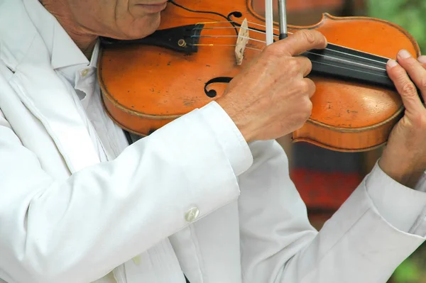 Close Uma Pessoa Tocando Violino Livre — Fotografia de Stock