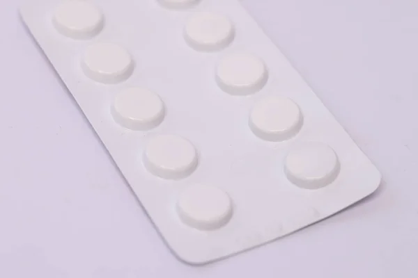 Closeup Pills Blister Pack Isolated White Background — Stock Photo, Image