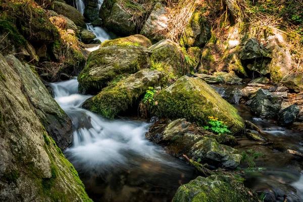 Vista Cachoeira Nagelstein Floresta Baviera Entre Obermuhlbach Sankt Englmar Straubing — Fotografia de Stock