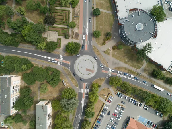 Eine Luftaufnahme Des Kreisverkehrs Stadtgebiet — Stockfoto