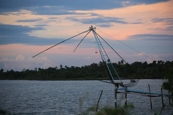 Воді Штаті Керала Індія Зняли Сітку Риболовлі — стокове фото