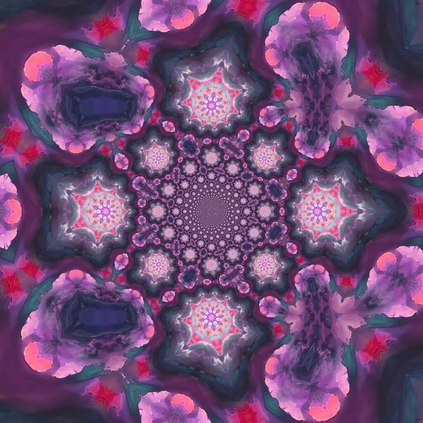 Abstrakcyjna Ilustracja Wzoru Kalejdoskopu Fioletowych Różowych Kolorach — Zdjęcie stockowe