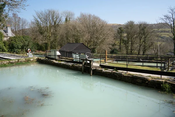 Historic Extraction China Clay Shown Wheal Martyn Clay Museum Settling — Stock Photo, Image