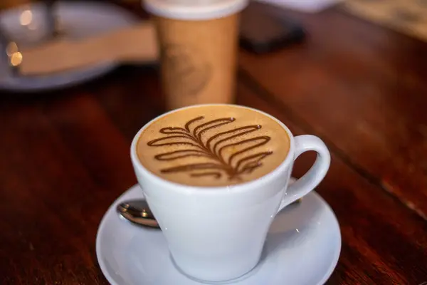 Eine Nahaufnahme Von Einem Espresso Mit Einem Schönen Design Einer — Stockfoto