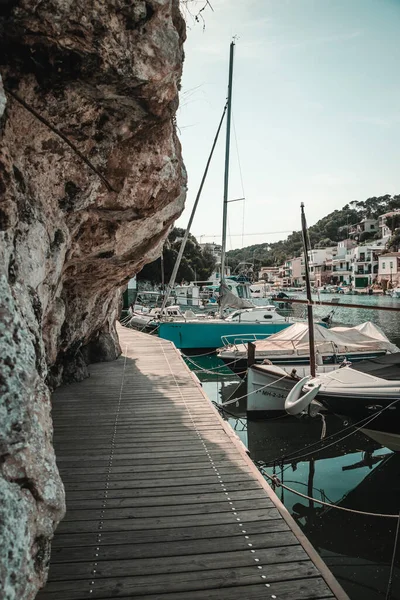 Vacker Utsikt Över Båtar Sjö Mallorca — Stockfoto