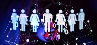 İkili kodlar-sosyal ağ iletişim kavramına sahip insan simgelerinin üç boyutlu yorumlanması