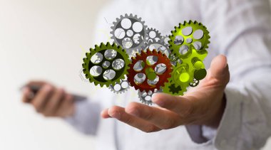 3D yüksek teknoloji eko yeşil sonsuzluk bilgisayar teknolojisi konsepti.