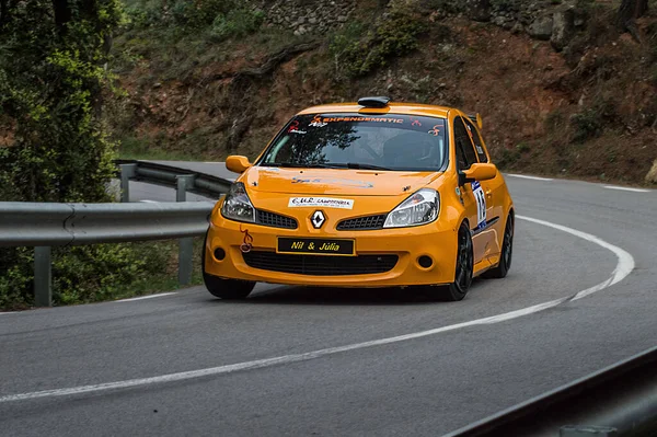 Orangefarbenes Kleines Auto Asphalt Rallye Renault Clio Sport Fase — Stockfoto
