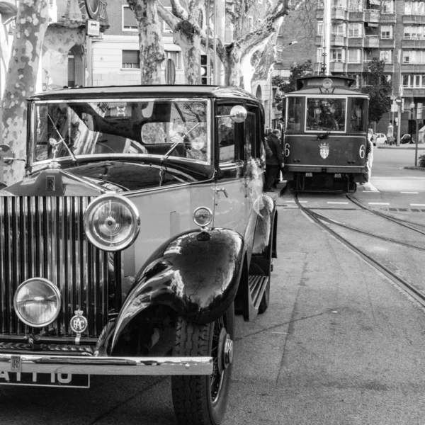 Voiture Historique Dans Ville Rolls Royce Wraith — Photo