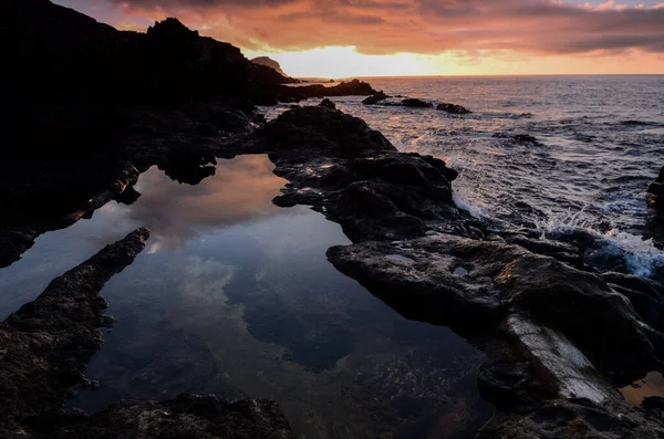 Sole Che Tramonta Sull Oceano Atlantico Tenerife Isole Canarie Spagna — Foto Stock