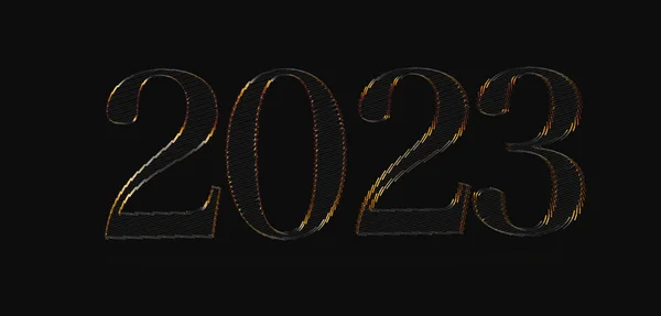 Una Representación Los Números 2023 Diseñados Amarillo Sobre Fondo Negro —  Fotos de Stock