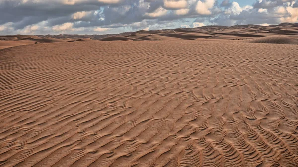Огромное Пространство Песчаных Ряби Образованных Постоянными Ветрами Пустыни Лива Пустом — стоковое фото