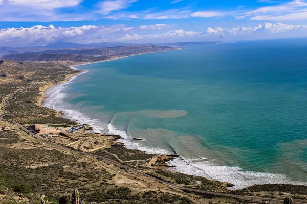 Aerial View Sea Coastline Cloudy Sky — Stock Photo, Image